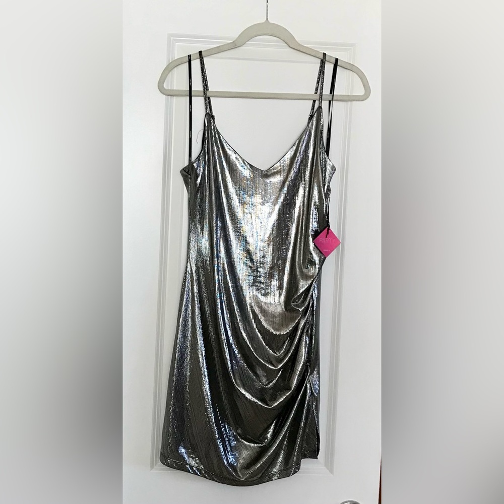 NWT metallic color mini dress. Size L.